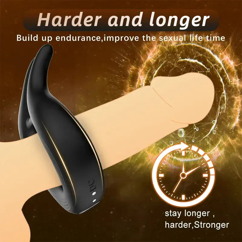 Rabbit Ear Design Silicone Vibrating Penis Ring 2