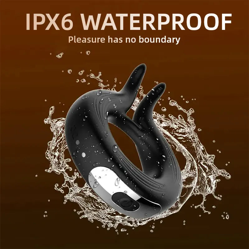 Rabbit Ear Design Silicone Vibrating Penis Ring 5