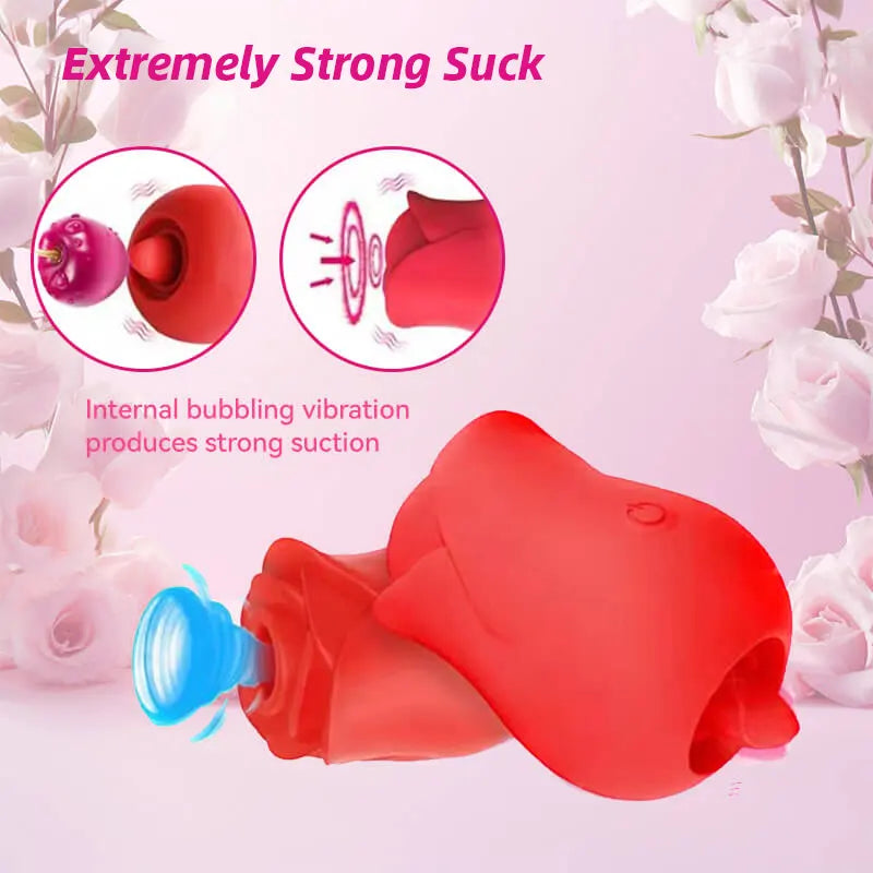 Rose Vibrator Toy with Tongue Clitoral Licking