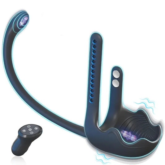 Dual-Stimulation Cock Ring with Prostate & Testicle Vibration
