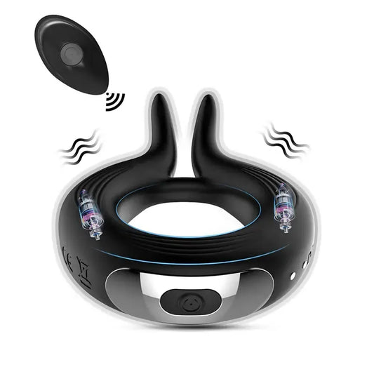 Rabbit Ear Design Silicone Vibrating Penis Ring