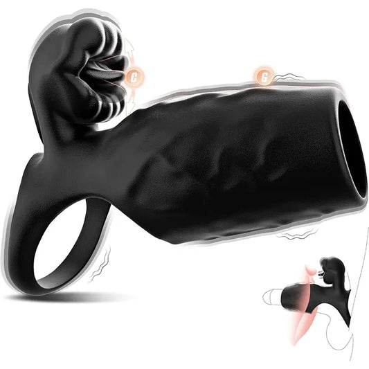 Vibrating Penis Sleeve with Clit Stimulator